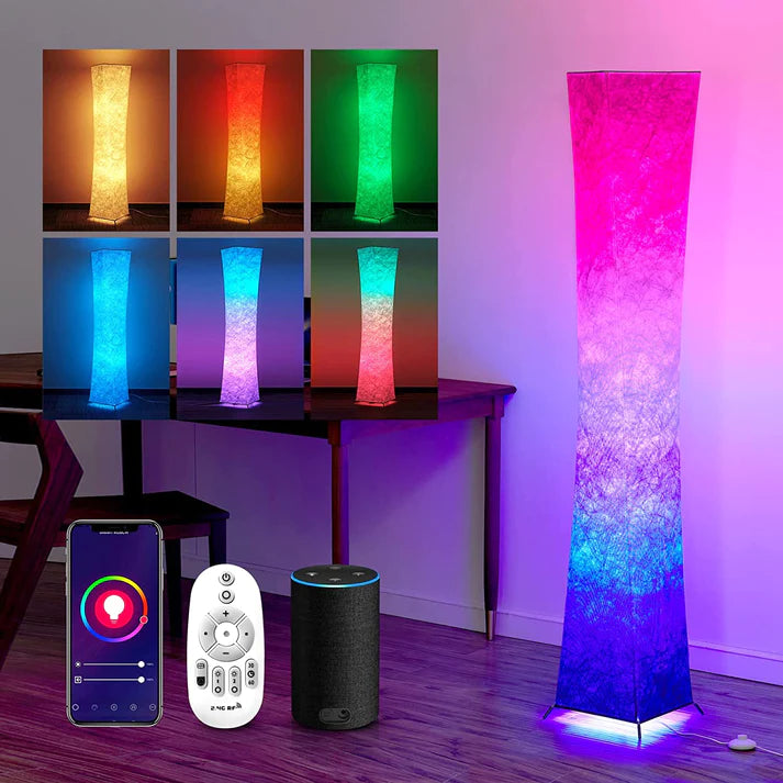 Floor Lamp, 64" Tall Dimmable and RGB Color Changing LED Smart Bulbs